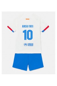 Fotbalové Dres Barcelona Ansu Fati #10 Dětské Venkovní Oblečení 2023-24 Krátký Rukáv (+ trenýrky)